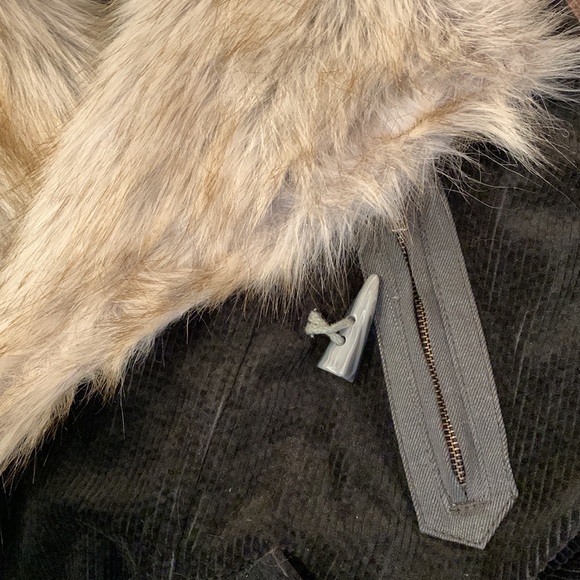 Free People Black Bomber Jacket with Faux Fur Collar - Picture 14 of 16